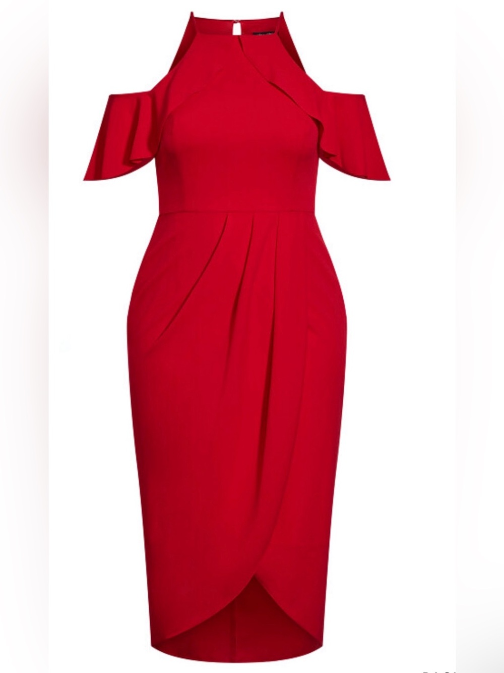 City Chic Red Cold Shoulder Halter Midi Dress